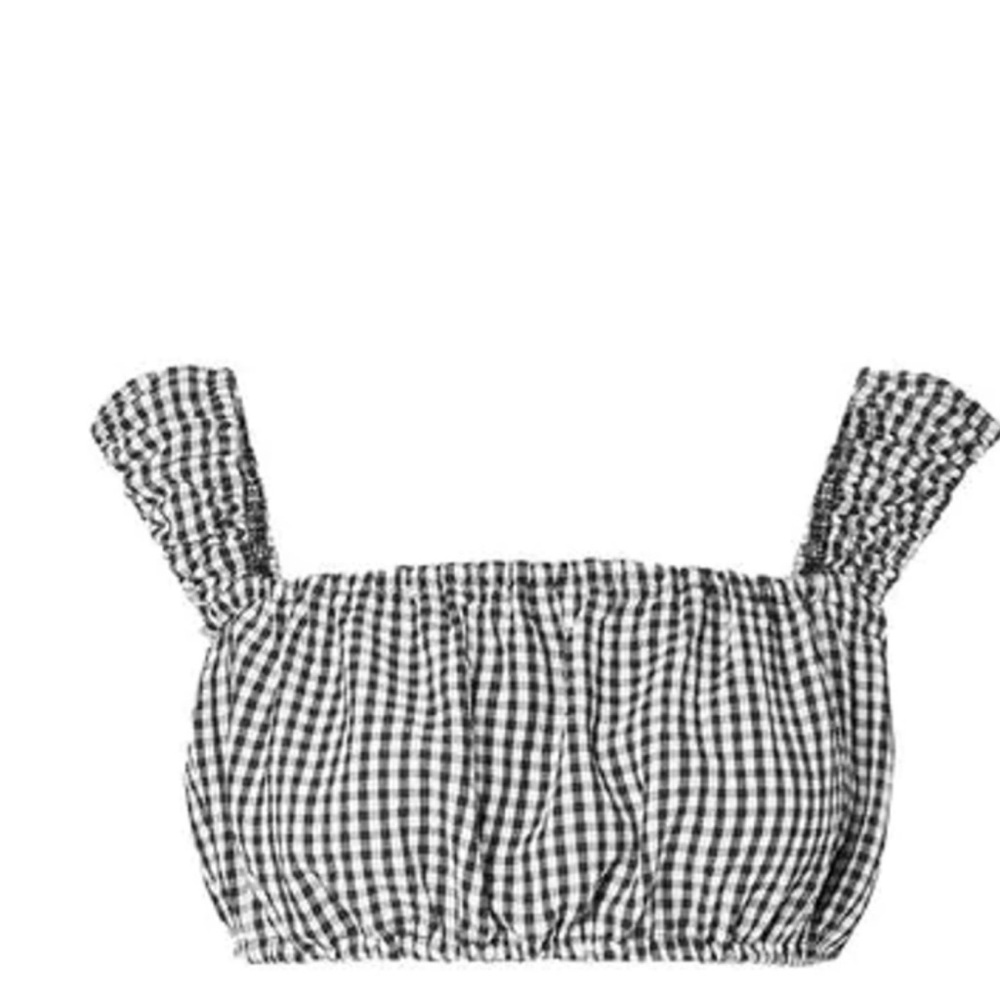 Solid & Striped Black Gingham Crop Top Size Xs - image 5